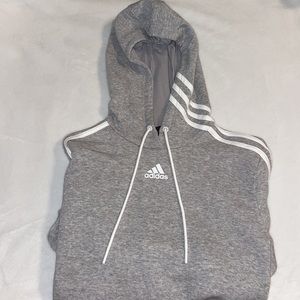 Grey Adidas Slightly Cropped Hoodie